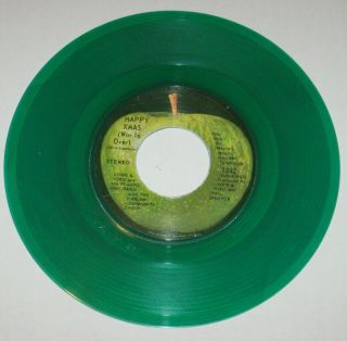 John Lennon (beatles) 7 " 45 Green Vinyl Hear Happy Xmas Apple 1842 Christmas