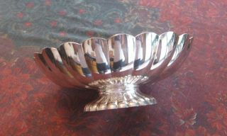 Bowl Ribbed Scalloped Oval Bowl Footed Reed&barton Fine Silver 12 In
