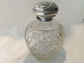 Edwardian 1906 English Sterling And Cut Crystal Perfume Bottle Henry Mathews