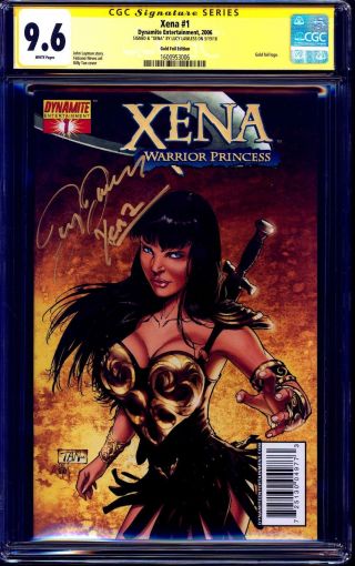 Xena 1 Gold Foil Logo Cgc Ss 9.  6 Signed By Lucy Lawless Nm,