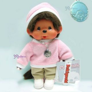 Monchhichi 20cm Plush Doll Fleece Cap & Sweat Girl Pink 236030