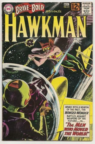 Brave And The Bold No.  44 Dc Nov.  1962 Fine 2nd Hawkman Tryout Grey - Tone Cover