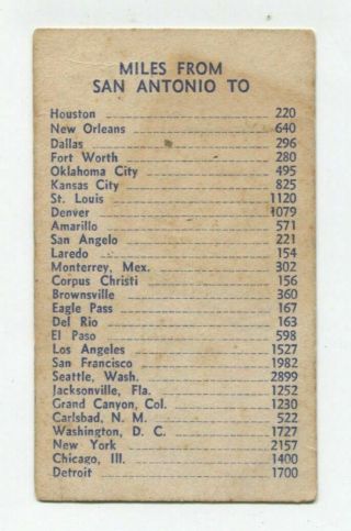 Business Card Alamo Inn San Antonio 817 Broadway circa 1940s 25 Cent Plate Lunch 2