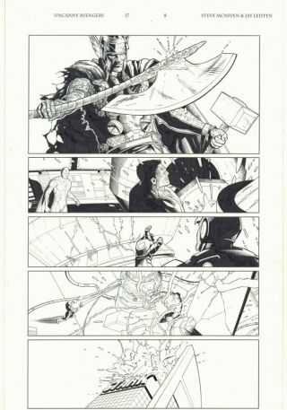 Uncanny Avengers 17 P.  8 - Thor,  Iron Man,  Vision,  And Hulk Art By Jay Leisten
