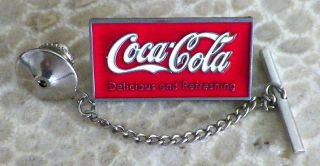 Coca - Cola Tie Tack Pin And Chain