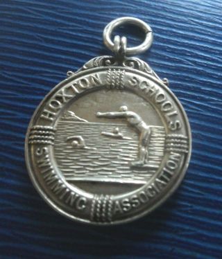 Vintage Stg.  Silver Swimming Medal / Watch Fob H/m 1916 - Hoxton Hackney London
