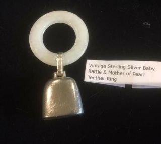 Vintage Web Sterling Silver Baby Teething Ring Rattle Personalized