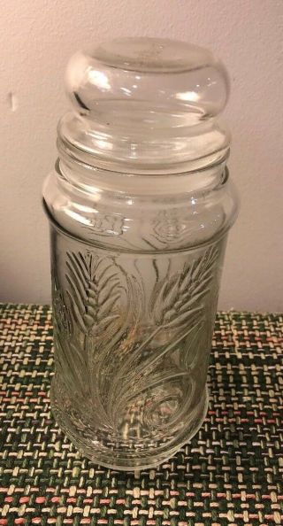 Planters Glass Canister Jar Wheat Pattern With Lid Mr Peanut Anchor Hocking