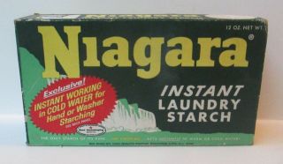 Vintage Niagara Instant Laundry Starch Full Box Advertising