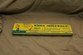 Vintage Tin W Litho Advertising Kron Molybden Bagfilblad Steel Hack Saw Blades