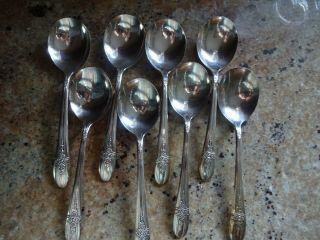 Wm Rogers 1941 Triumph “original Rogers” Soup/gumbo Spoons (8) Extra Plate Silve