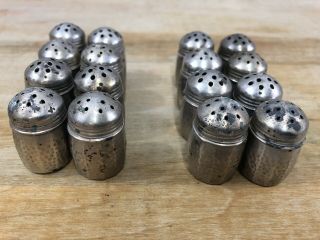 Sterling Silver Barrel Shaped Miniature Set 16 Scs Co Salt And Pepper Shakers