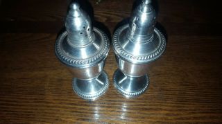 Antique Tall Sterling Silver Salt & Pepper Shakers - Fine Design.  Weighted