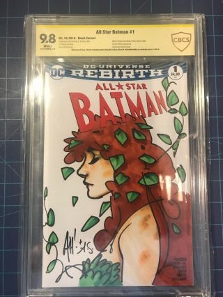 All Star Batman 1 Cbcs 9.  8 Adam Hughes Poison Ivy Sketch Colored