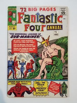 Fantastic Four Annual 1 Vg,  (marvel,  1963) Sub - Mariner 72 Big Page Annual