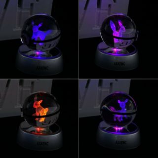 3D Crystal Pokemon Umbreon LED Decor Night Light Table Lamp Xmas Gift Pokeball 5