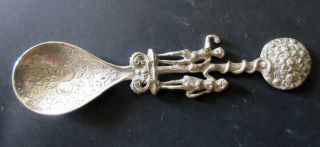 Antique Detailed Silver Adam And Eve Spoon