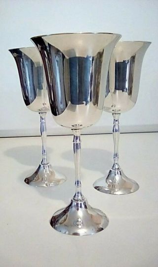 International Silver Company Silver Plated Wine Glasses Cups Set Of Three
