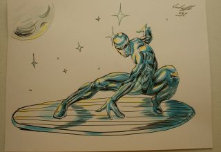 Silver Surfer Art Drawing Painting Signed By Key