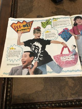 Vintage Rare 1989 Pee Wee’s Playhouse Newspaper Insert Jcpenny Herman