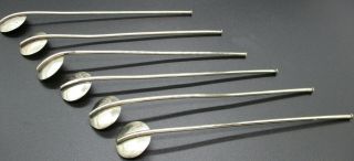 6 Vintage Sterling Silver Mexican Ice Tea Julep Spoon - straws Aztec Design 2