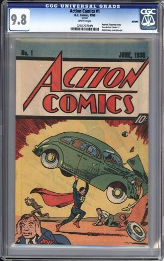1987 Action Comics 1 Cgc 9.  8 Reprint Labeled 1988 On The Holder Mislabeled Cgc