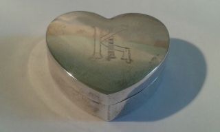 Vintage Heart Shaped.  925 Sterling Silver Pill Box - 20 Gms.