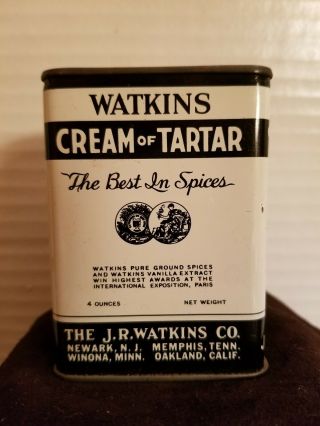Vintage Watkins Cream Of Tartar Tin Full Contents - - - Great Collectible