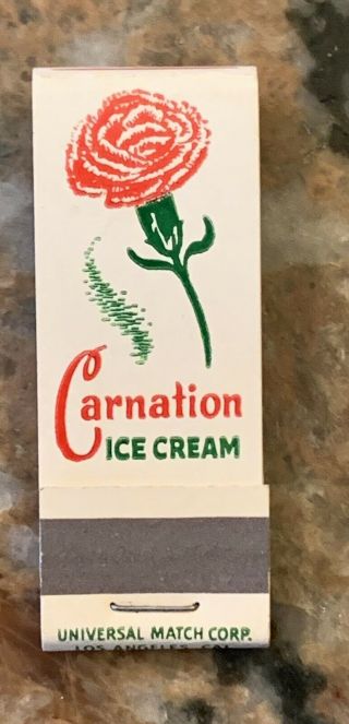 1950’s Carnation Milk And Ice Cream Matchcover Nos