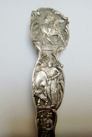 Antique Sterling Silver Souvenir Spoon,  Full Size,  Cowboy,  Indian,  Miner Colorado