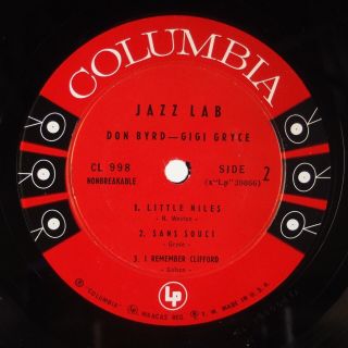 DONALD BYRD,  GIGI GRYCE: Jazz Lab US Columbia CL 998 ’57 Mono Orig LP Hear 4