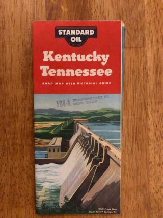 Vintage 1950 Standard Oil Gas Kentucky Tennessee Road Map Petroliana