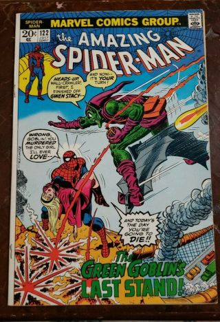 Spider - Man 122 Death Of Green Goblin Norman Osborne (1973) Marvel Comic