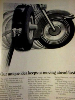 1971 Harley Davidson Electra Glide Print Ad - Amf Regional Ad - 8.  5 X 10.  5 "