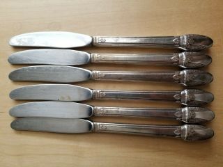 6 Antique Knives 8.  5 ",  Silver Plated,  Hollow Handle,