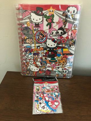 Tokidoki X Hello Kitty Circus Print Notebook & Sack O Mini Stickers,  Kawaii,