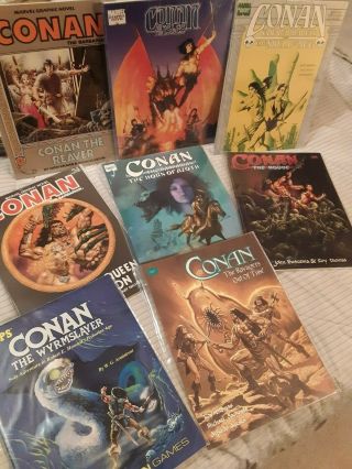 7 Graphic Novels Conan The Barbarian Marvel Bag/board