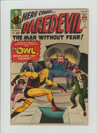 Daredevil 3 (aug.  1964,  Marvel) Fn,  (6.  5) 1st App.  & Origin Of The Owl