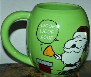 Peanuts Santa Snoopy & Woodstock Christmas Jumbo Mug Cup Green 26 Oz