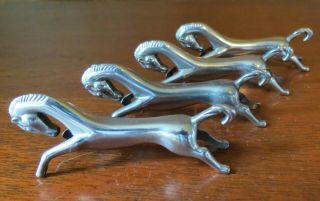 4 French Art Deco Castle Chateau Silver Plate Horse Knife Rests
