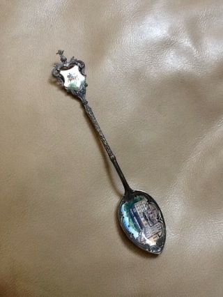 Vintage Bad Ems,  Germany 800 Silver Enamel Bowl & Crest Spoon