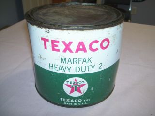 Old Vintage Texaco Oil Company Marfak Heavy Duty 2 Metal 5 Pound Can With Lid