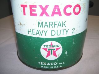 Old Vintage TEXACO Oil Company Marfak Heavy Duty 2 Metal 5 Pound Can with Lid 2