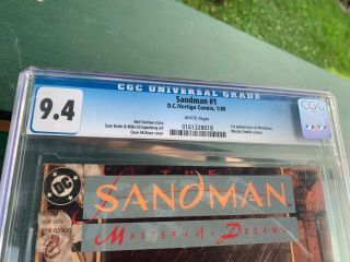 Sandman 1 Cgc 9.  4 1st App Morpheus.  Neil Gaiman Dc 1989