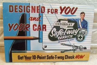 Vintage 1952 Chevrolet Safe - T - Way Service Dealer Mailer Brochure Mt.  View