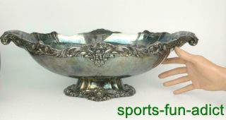 Antique Lunt V - 75 Victorian Silverplate Holloware Oval Footed Centerpiece Bowl