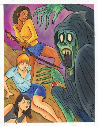 Richard Sala Watercolor & Ink Art 11x14 Horror Monster Banshee Attack