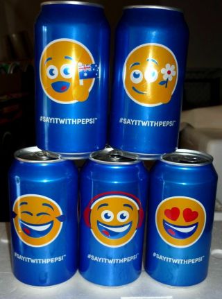 Collectable Pepsi Cans: Set Of 5  Say It With Pepsi  Emoji Cans