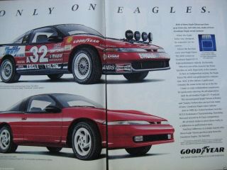 1990 Good Year Tire Ad - 8.  5 X 10.  5 " Eagle Talons - 2 Page Print Ad
