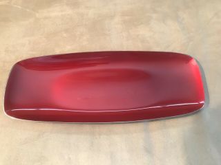 Vintage Mid Century Modern Reed & Barton Red Enameled Silver Plated Dish 1168
